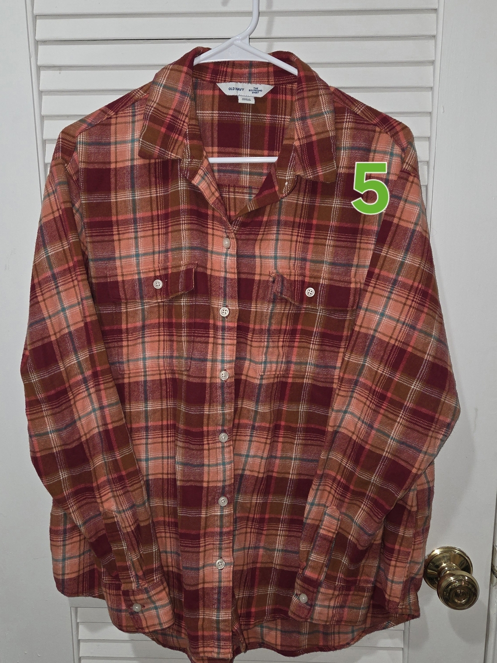 Old Navy Womens Plaid Button-Down Shirt - Red, Orange